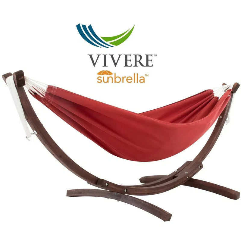 Hengekøye | Sunbrella® | Komplett med stativ i tre-Hengekøyer-Vivere-Crimson-Kvalitetstid AS